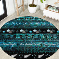 New Zealand Darts Christmas Round Carpet Merry Xmas Aotearoa Maori Paua Shell - Polynesian Pride