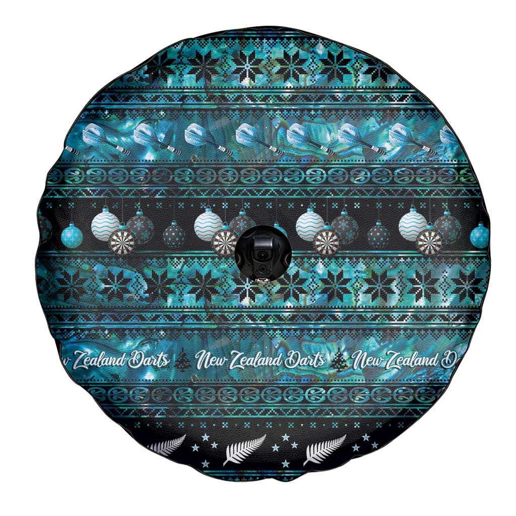 New Zealand Darts Christmas Spare Tire Cover Merry Xmas Aotearoa Maori Paua Shell - Polynesian Pride