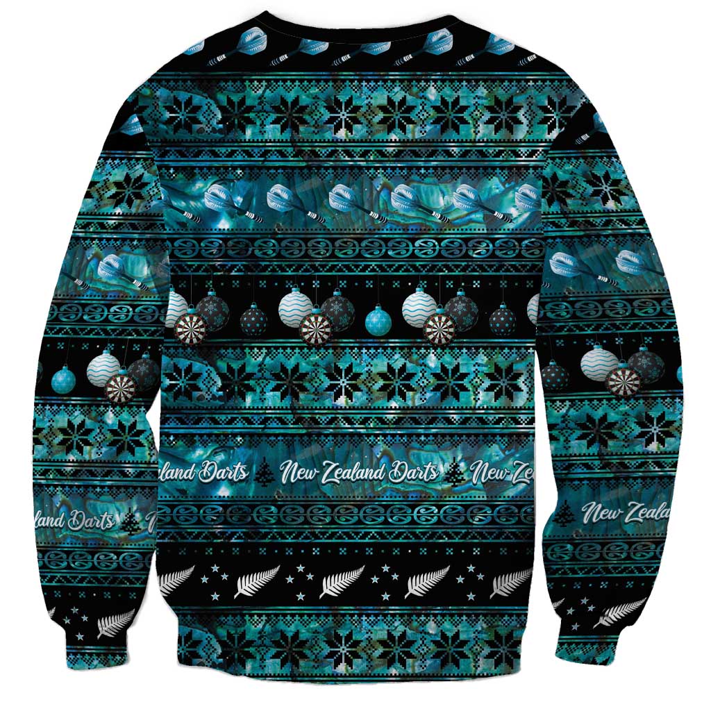 New Zealand Darts Christmas Sweatshirt Merry Xmas Aotearoa Maori Paua Shell - Polynesian Pride