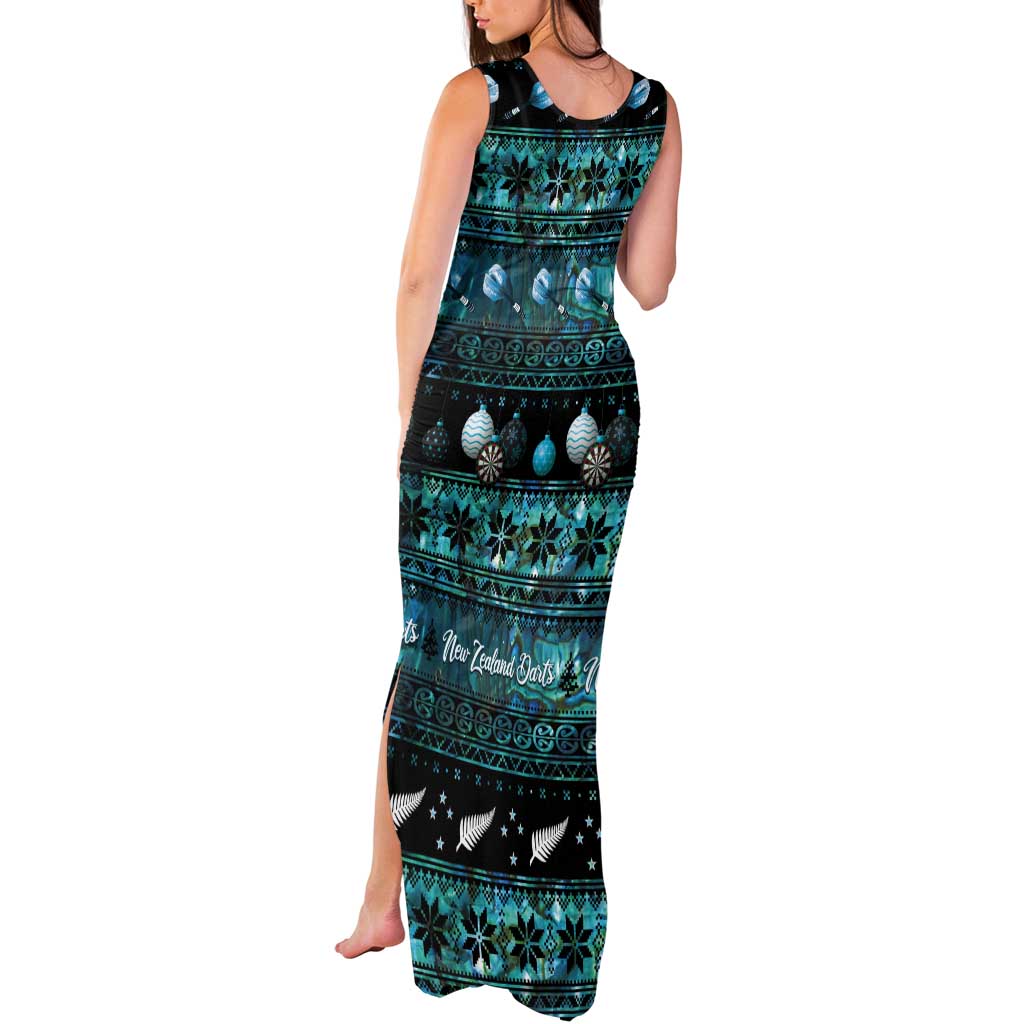New Zealand Darts Christmas Tank Maxi Dress Merry Xmas Aotearoa Maori Paua Shell - Polynesian Pride