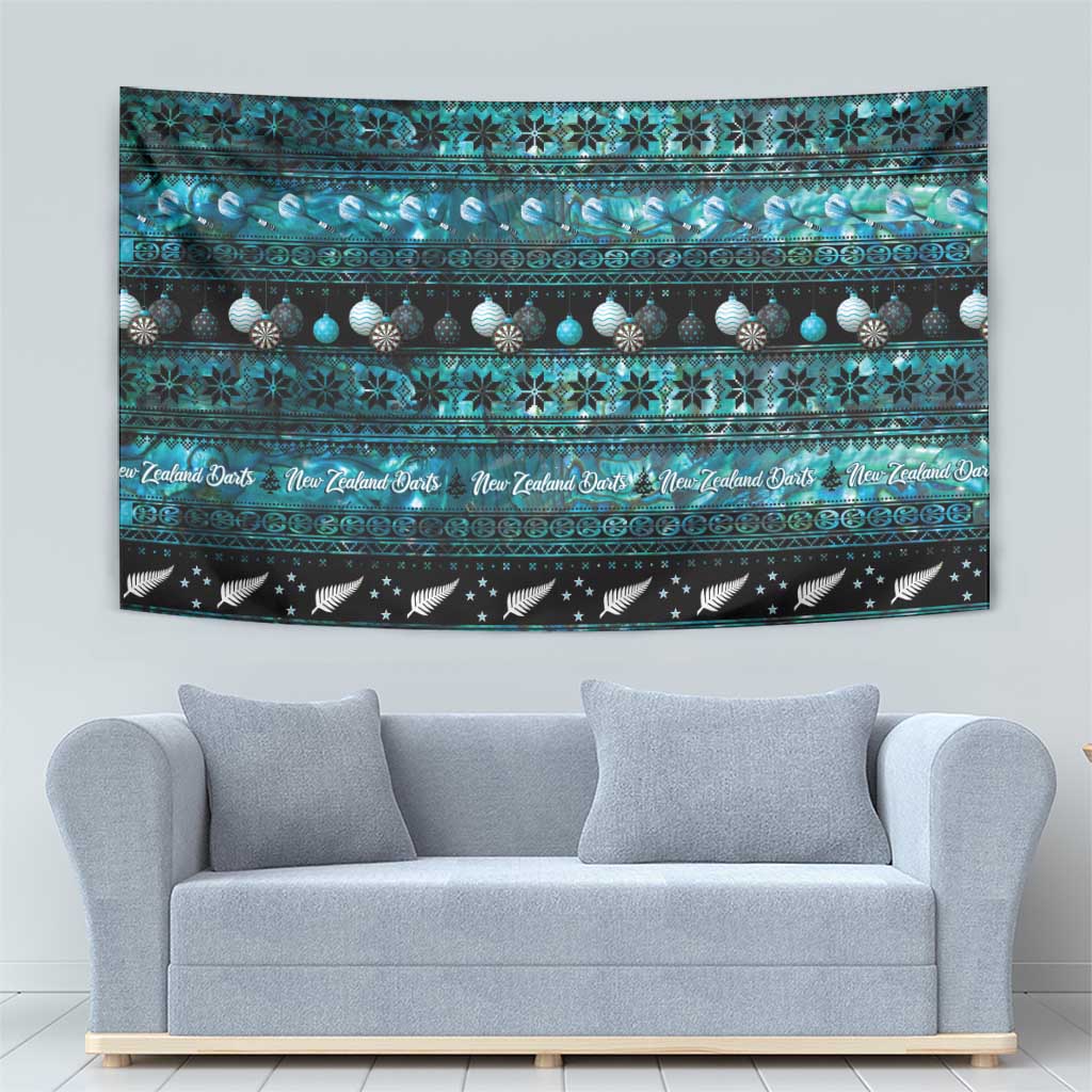 New Zealand Darts Christmas Tapestry Merry Xmas Aotearoa Maori Paua Shell - Polynesian Pride