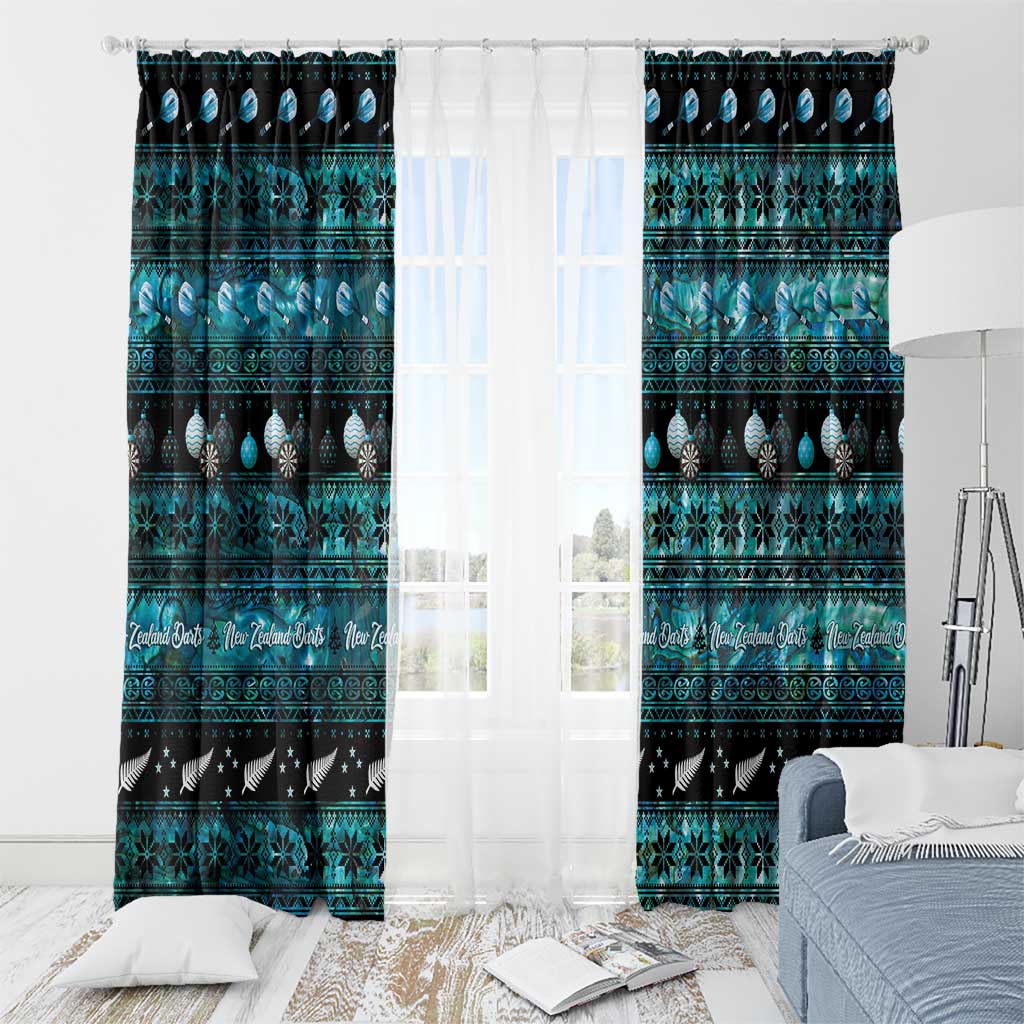 New Zealand Darts Christmas Window Curtain Merry Xmas Aotearoa Maori Paua Shell - Polynesian Pride