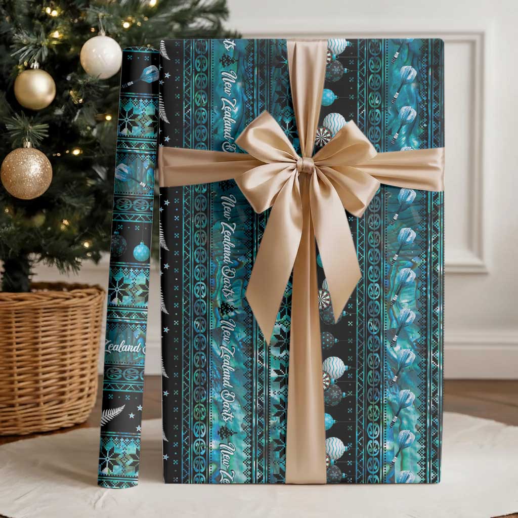 New Zealand Darts Christmas Wrapping Paper Merry Xmas Aotearoa Maori Paua Shell - Polynesian Pride