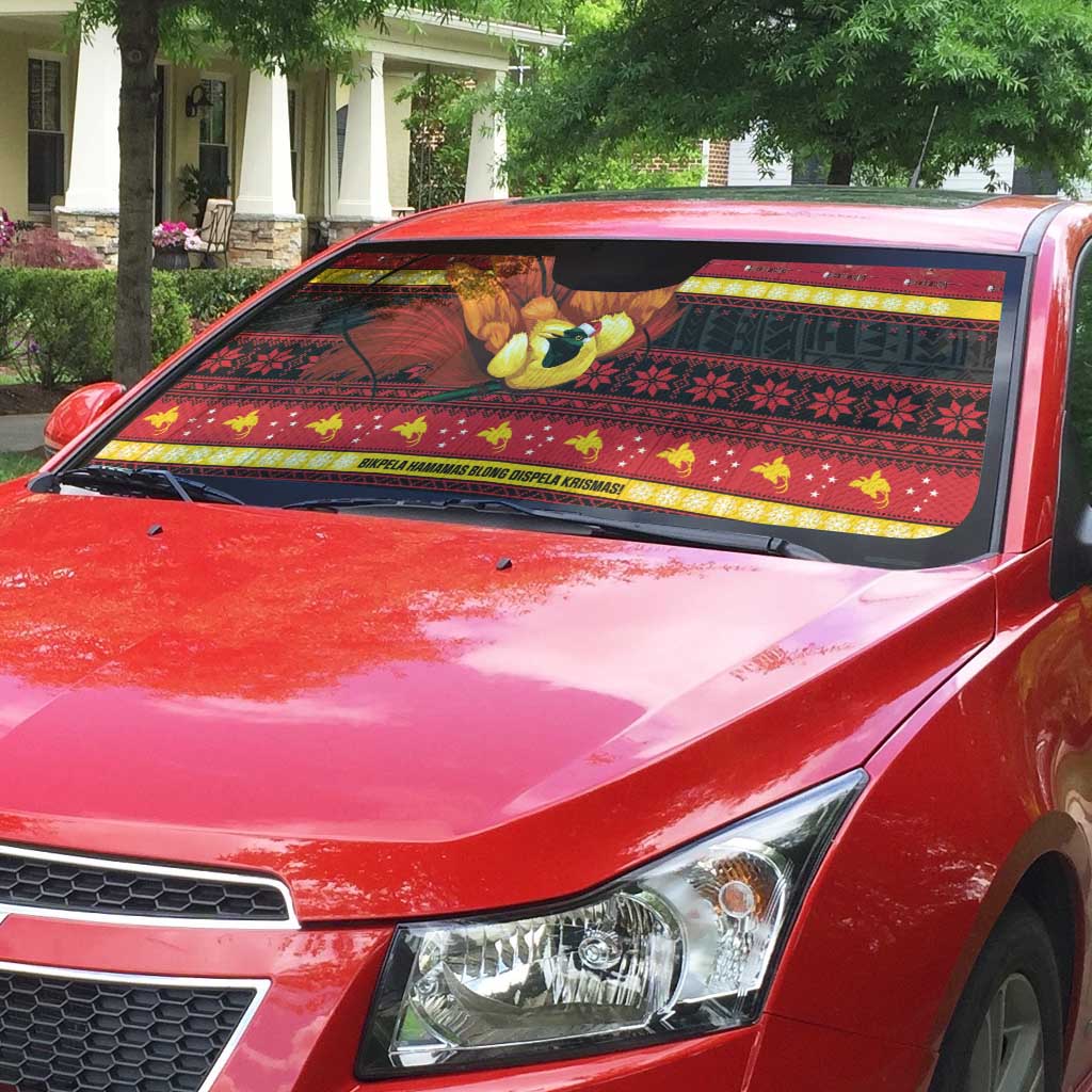 Papua New Guinea Christmas Auto Sun Shade Bikpela hamamas blong dispela Krismas - Polynesian Pride