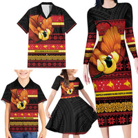 Papua New Guinea Christmas Family Matching Long Sleeve Bodycon Dress and Hawaiian Shirt Bikpela hamamas blong dispela Krismas - Polynesian Pride