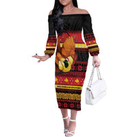 Papua New Guinea Christmas Family Matching Off The Shoulder Long Sleeve Dress and Hawaiian Shirt Bikpela hamamas blong dispela Krismas - Polynesian Pride