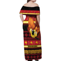 Papua New Guinea Christmas Family Matching Off Shoulder Maxi Dress and Hawaiian Shirt Bikpela hamamas blong dispela Krismas - Polynesian Pride