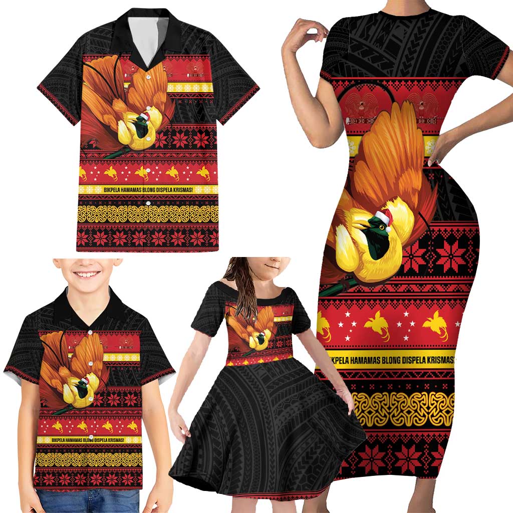 Papua New Guinea Christmas Family Matching Short Sleeve Bodycon Dress and Hawaiian Shirt Bikpela hamamas blong dispela Krismas - Polynesian Pride