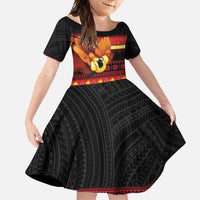 Papua New Guinea Christmas Family Matching Summer Maxi Dress and Hawaiian Shirt Bikpela hamamas blong dispela Krismas LT14 Daughter's Dress Red - Polynesian Pride