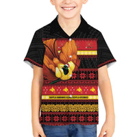 Papua New Guinea Christmas Family Matching Summer Maxi Dress and Hawaiian Shirt Bikpela hamamas blong dispela Krismas LT14 Son's Shirt Red - Polynesian Pride