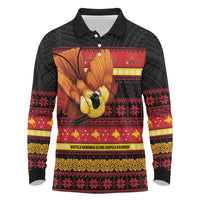 Papua New Guinea Christmas Long Sleeve Polo Shirt Bikpela hamamas blong dispela Krismas - Polynesian Pride