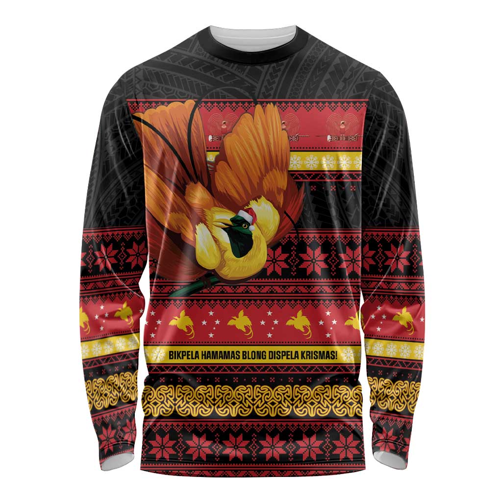Papua New Guinea Christmas Long Sleeve Shirt Bikpela hamamas blong dispela Krismas - Polynesian Pride