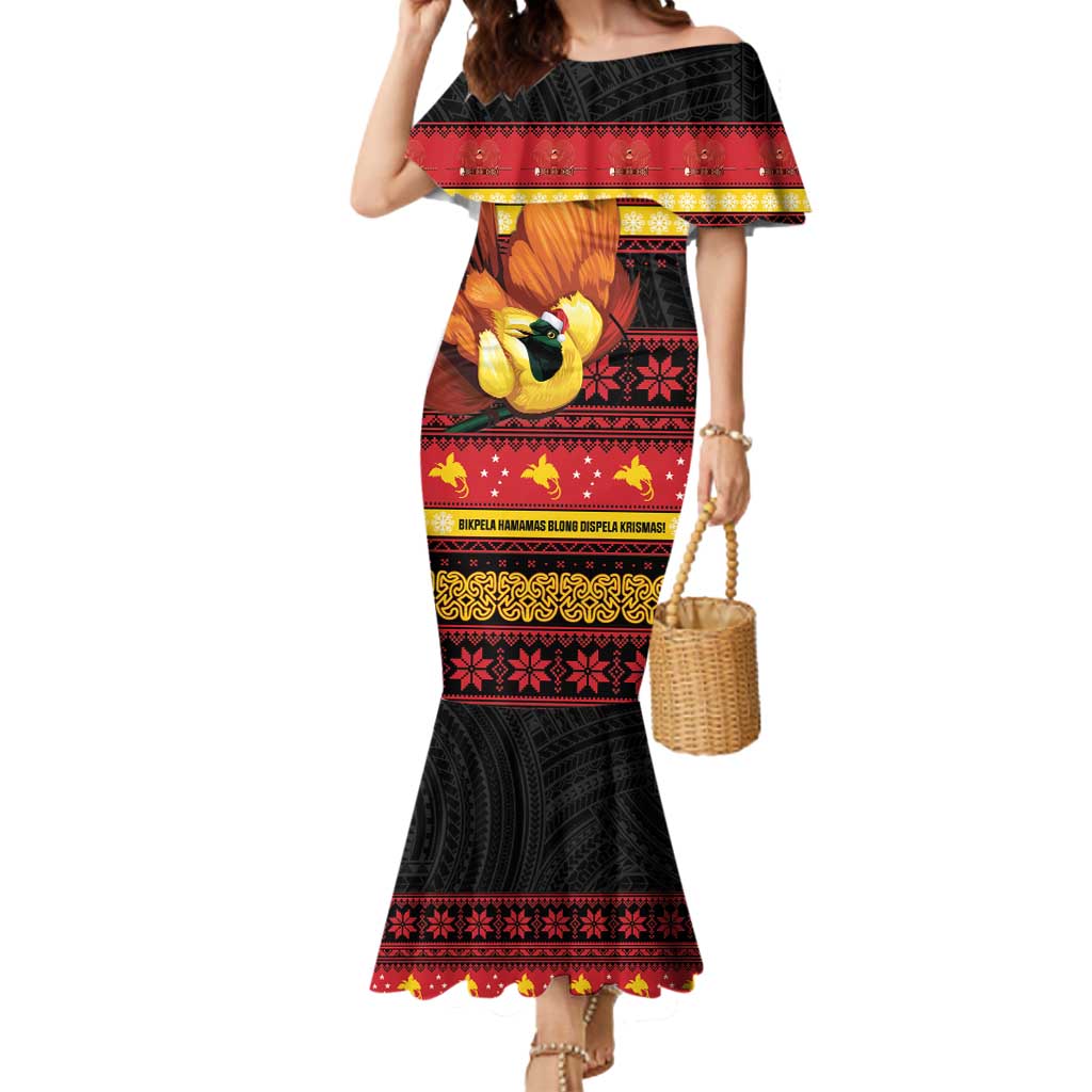 Papua New Guinea Christmas Mermaid Dress Bikpela hamamas blong dispela Krismas LT14 Women Red - Polynesian Pride