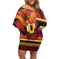 Papua New Guinea Christmas Off Shoulder Short Dress Bikpela hamamas blong dispela Krismas - Polynesian Pride