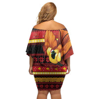 Papua New Guinea Christmas Off Shoulder Short Dress Bikpela hamamas blong dispela Krismas - Polynesian Pride