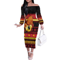 Papua New Guinea Christmas Off The Shoulder Long Sleeve Dress Bikpela hamamas blong dispela Krismas - Polynesian Pride