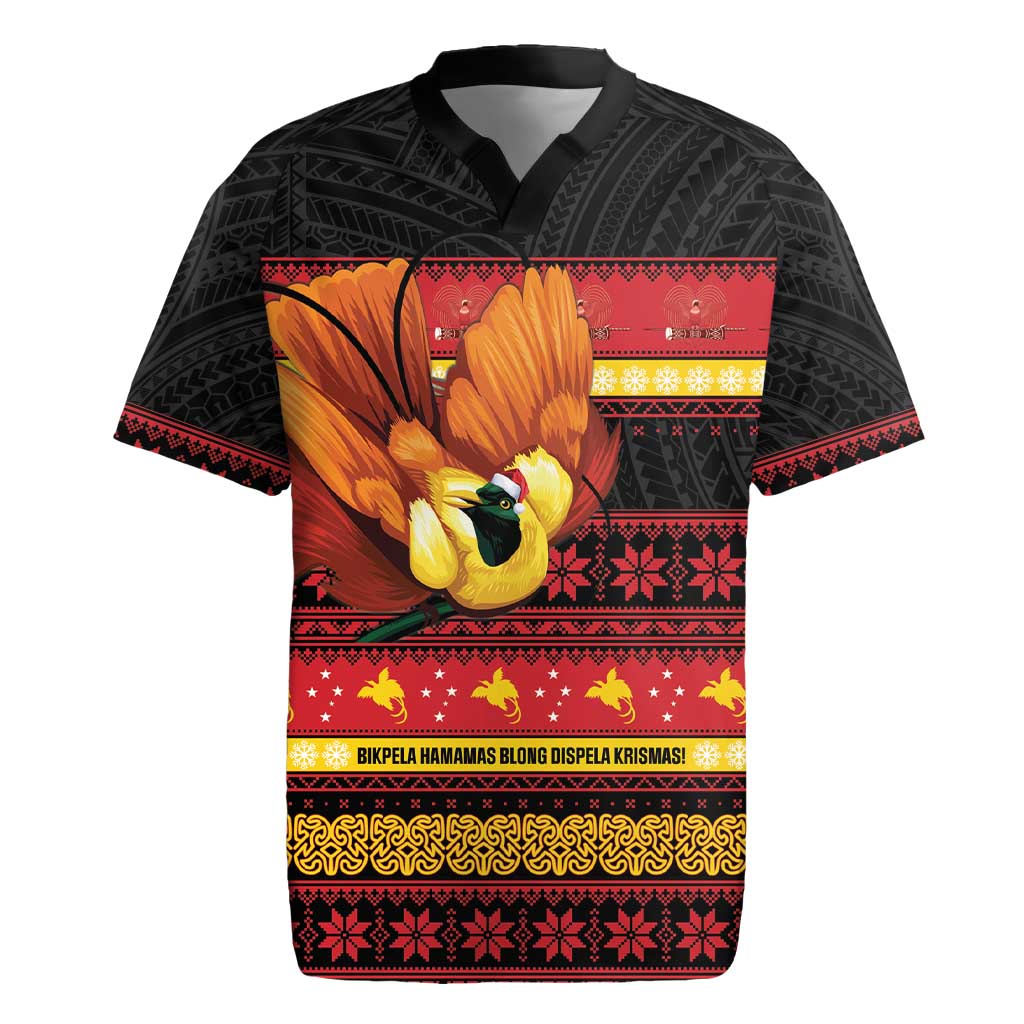 Papua New Guinea Christmas Rugby Jersey Bikpela hamamas blong dispela Krismas - Polynesian Pride