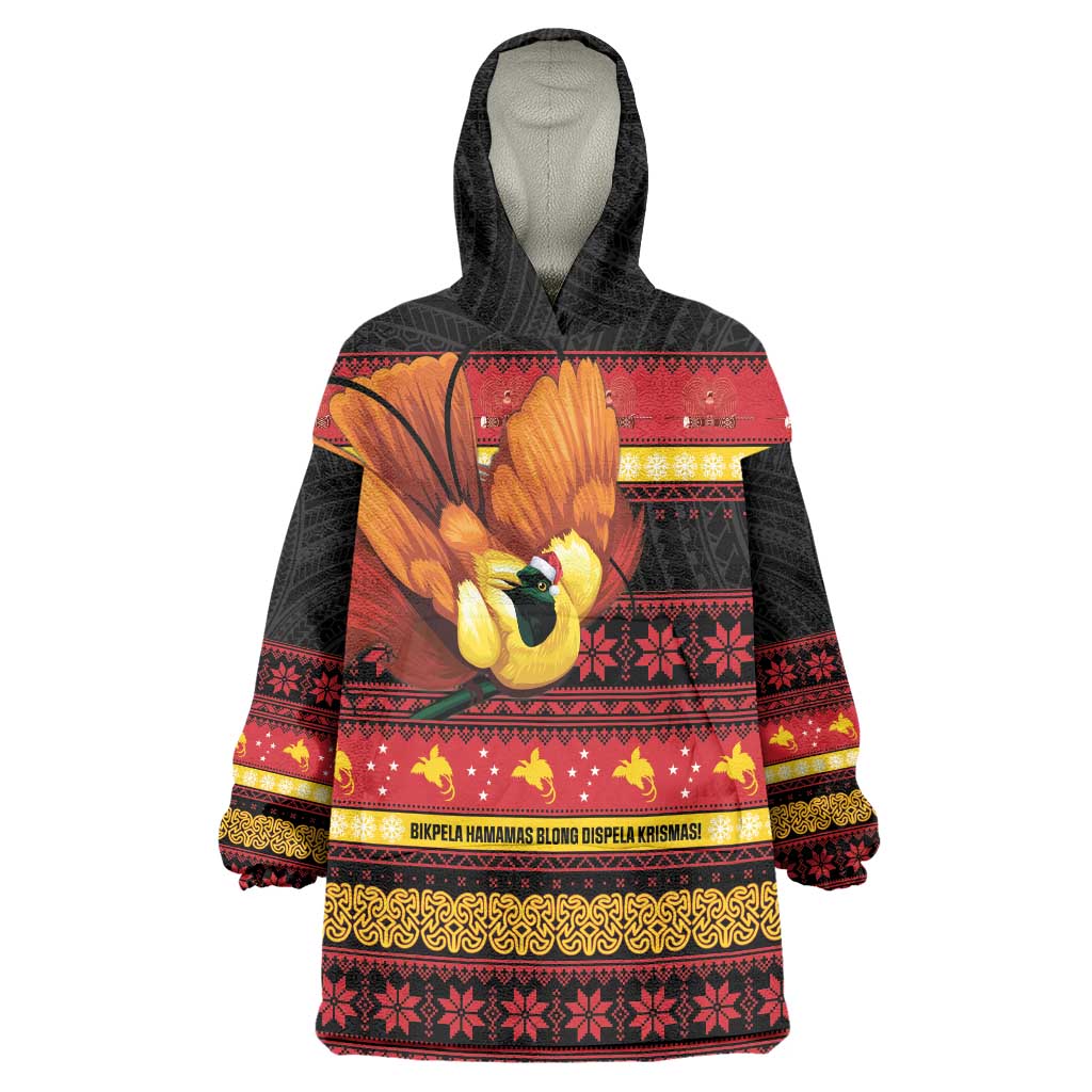 Papua New Guinea Christmas Wearable Blanket Hoodie Bikpela hamamas blong dispela Krismas - Polynesian Pride
