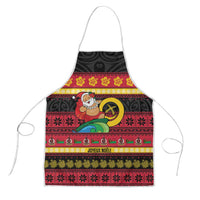Vanuatu Christmas Apron Joyeux Noel Surfing Santa With Boar Tusk - Polynesian Pride