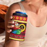 Vanuatu Christmas 4 in 1 Can Cooler Tumbler Joyeux Noel Surfing Santa With Boar Tusk - Polynesian Pride
