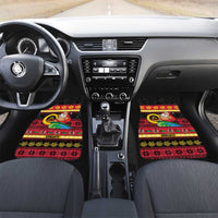 Vanuatu Christmas Car Mats Joyeux Noel Surfing Santa With Boar Tusk - Polynesian Pride