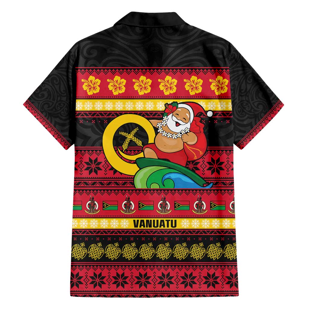 Vanuatu Christmas Family Matching Long Sleeve Bodycon Dress and Hawaiian Shirt Joyeux Noel Surfing Santa With Boar Tusk - Polynesian Pride