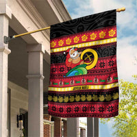Vanuatu Christmas Garden Flag Joyeux Noel Surfing Santa With Boar Tusk - Polynesian Pride