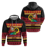 Vanuatu Christmas Hoodie Joyeux Noel Surfing Santa With Boar Tusk - Polynesian Pride