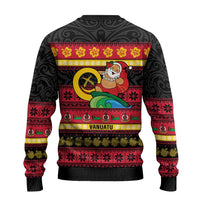 Vanuatu Christmas Ugly Christmas Sweater Joyeux Noel Surfing Santa With Boar Tusk - Polynesian Pride