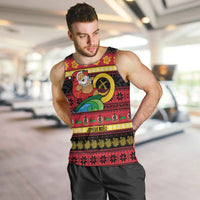 Vanuatu Christmas Men Tank Top Joyeux Noel Surfing Santa With Boar Tusk - Polynesian Pride