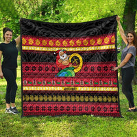 Vanuatu Christmas Quilt Joyeux Noel Surfing Santa With Boar Tusk - Polynesian Pride