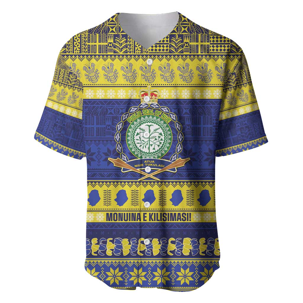 Niue Christmas Baseball Jersey Monuina e Kilisimasi Hiapo Motifs - Polynesian Pride