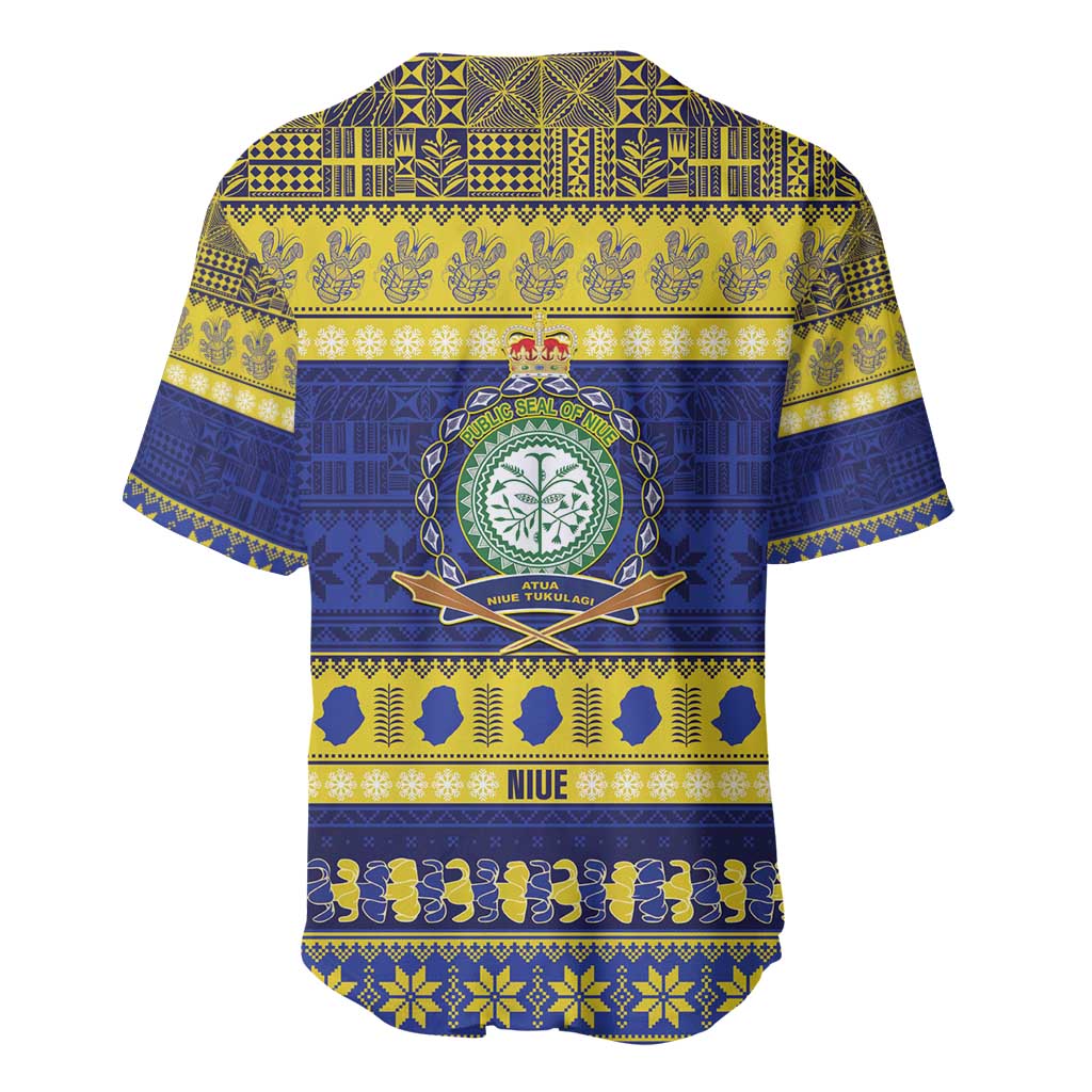 Niue Christmas Baseball Jersey Monuina e Kilisimasi Hiapo Motifs - Polynesian Pride