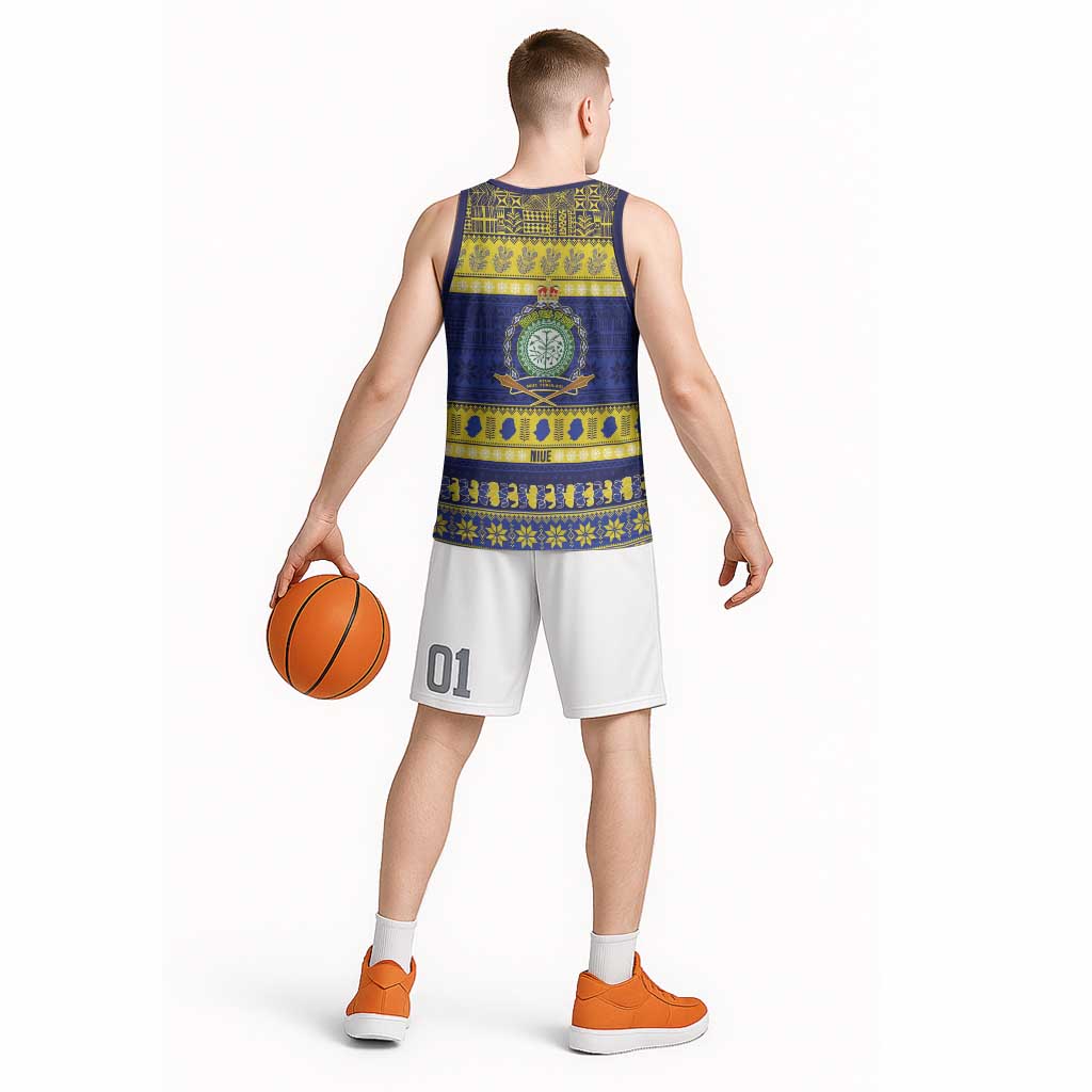 Niue Christmas Basketball Jersey Monuina e Kilisimasi Hiapo Motifs - Polynesian Pride