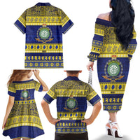 Niue Christmas Family Matching Off The Shoulder Long Sleeve Dress and Hawaiian Shirt Monuina e Kilisimasi Hiapo Motifs - Polynesian Pride