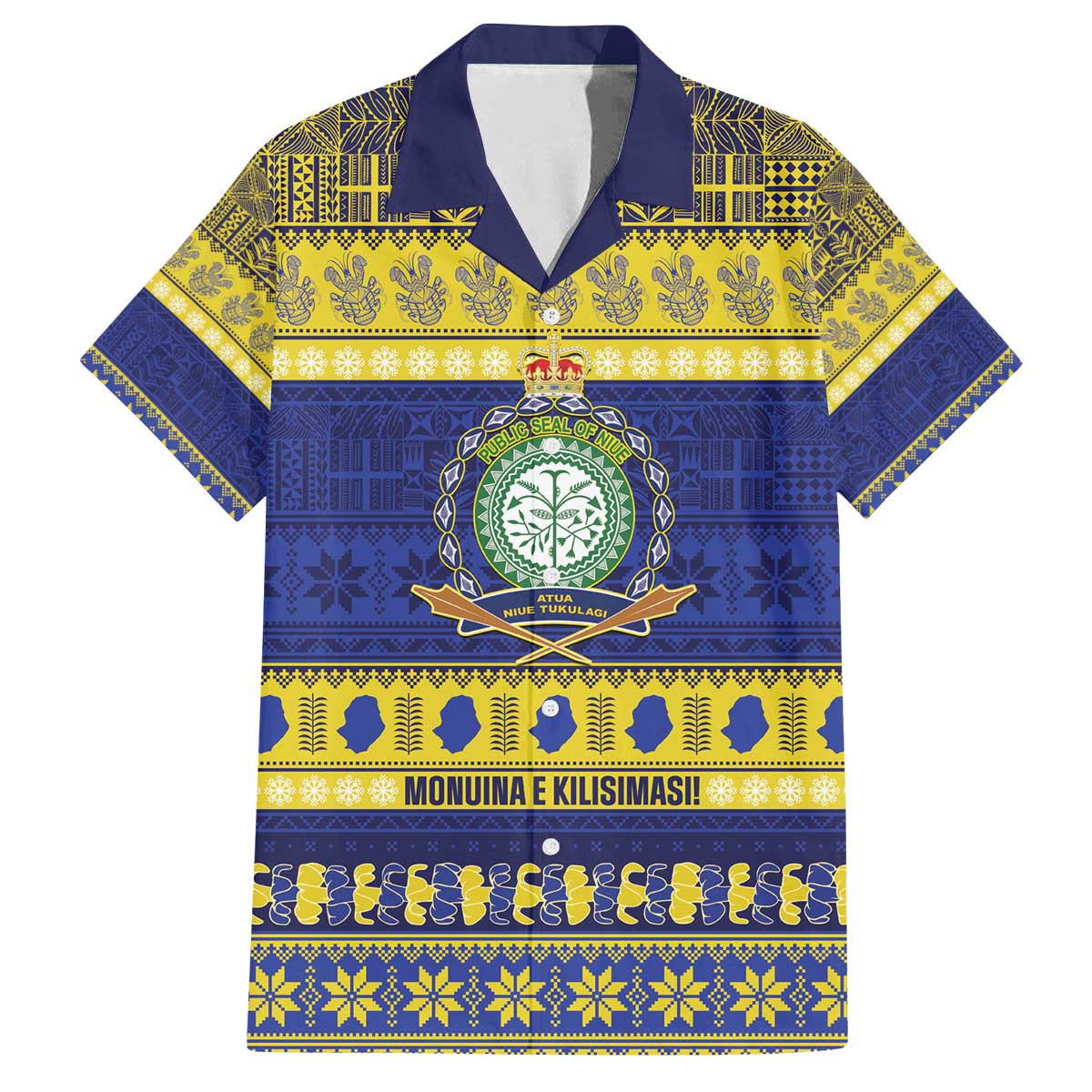 Niue Christmas Family Matching Off The Shoulder Long Sleeve Dress and Hawaiian Shirt Monuina e Kilisimasi Hiapo Motifs - Polynesian Pride