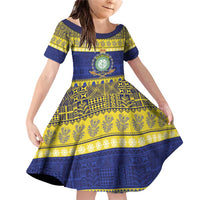 Niue Christmas Family Matching Off Shoulder Short Dress and Hawaiian Shirt Monuina e Kilisimasi Hiapo Motifs - Polynesian Pride