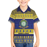 Niue Christmas Family Matching Short Sleeve Bodycon Dress and Hawaiian Shirt Monuina e Kilisimasi Hiapo Motifs - Polynesian Pride