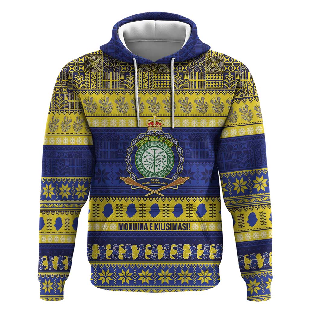 Niue Christmas Hoodie Monuina e Kilisimasi Hiapo Motifs - Polynesian Pride