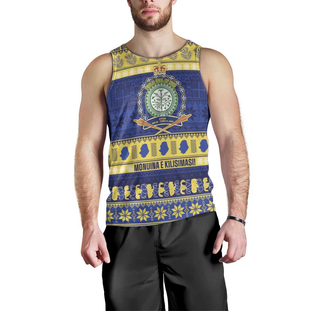 Niue Christmas Men Tank Top Monuina e Kilisimasi Hiapo Motifs - Polynesian Pride