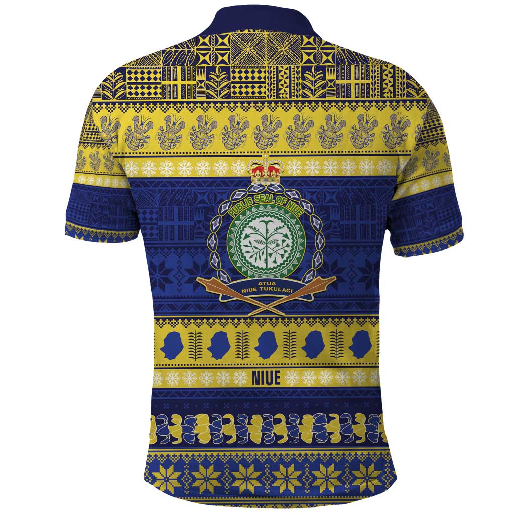 Niue Christmas Polo Shirt Monuina e Kilisimasi Hiapo Motifs - Polynesian Pride