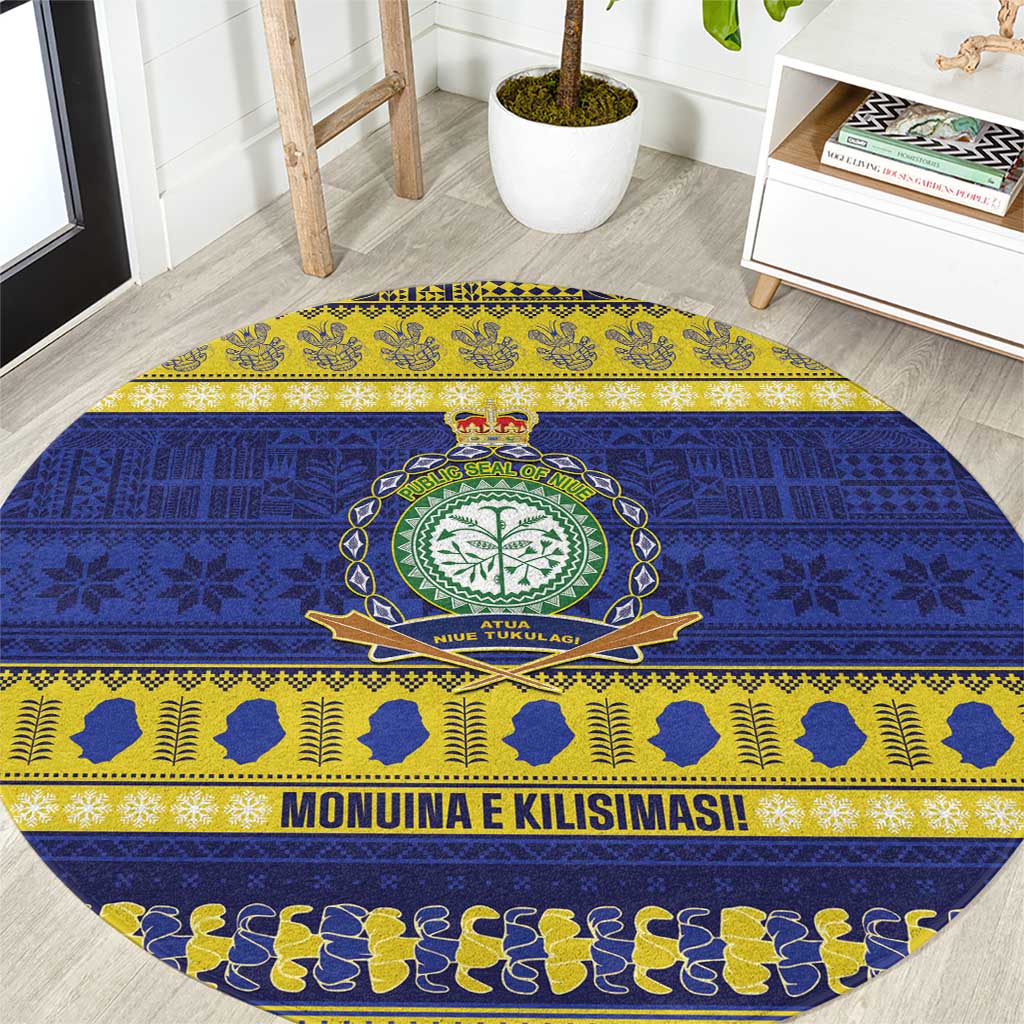 Niue Christmas Round Carpet Monuina e Kilisimasi Hiapo Motifs - Polynesian Pride