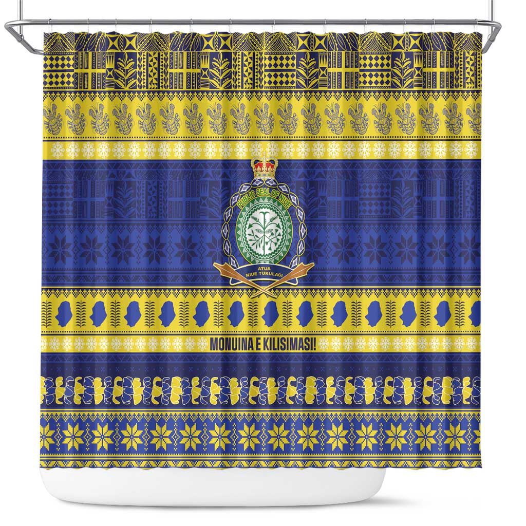 Niue Christmas Shower Curtain Monuina e Kilisimasi Hiapo Motifs - Polynesian Pride
