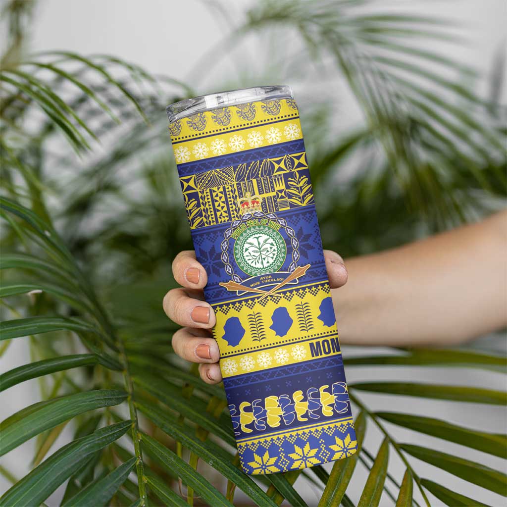 Niue Christmas Skinny Tumbler Monuina e Kilisimasi Hiapo Motifs - Polynesian Pride
