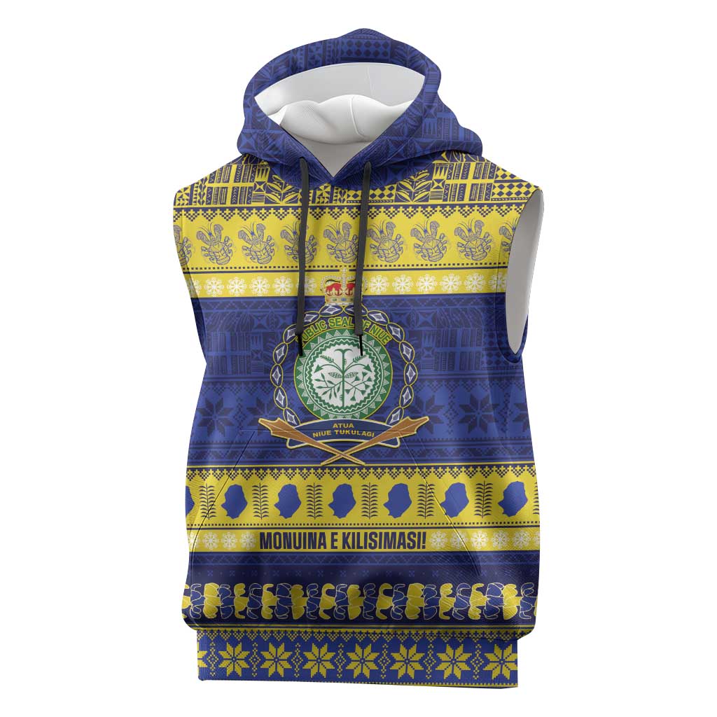 Niue Christmas Sleeveless Hoodie Monuina e Kilisimasi Hiapo Motifs - Polynesian Pride