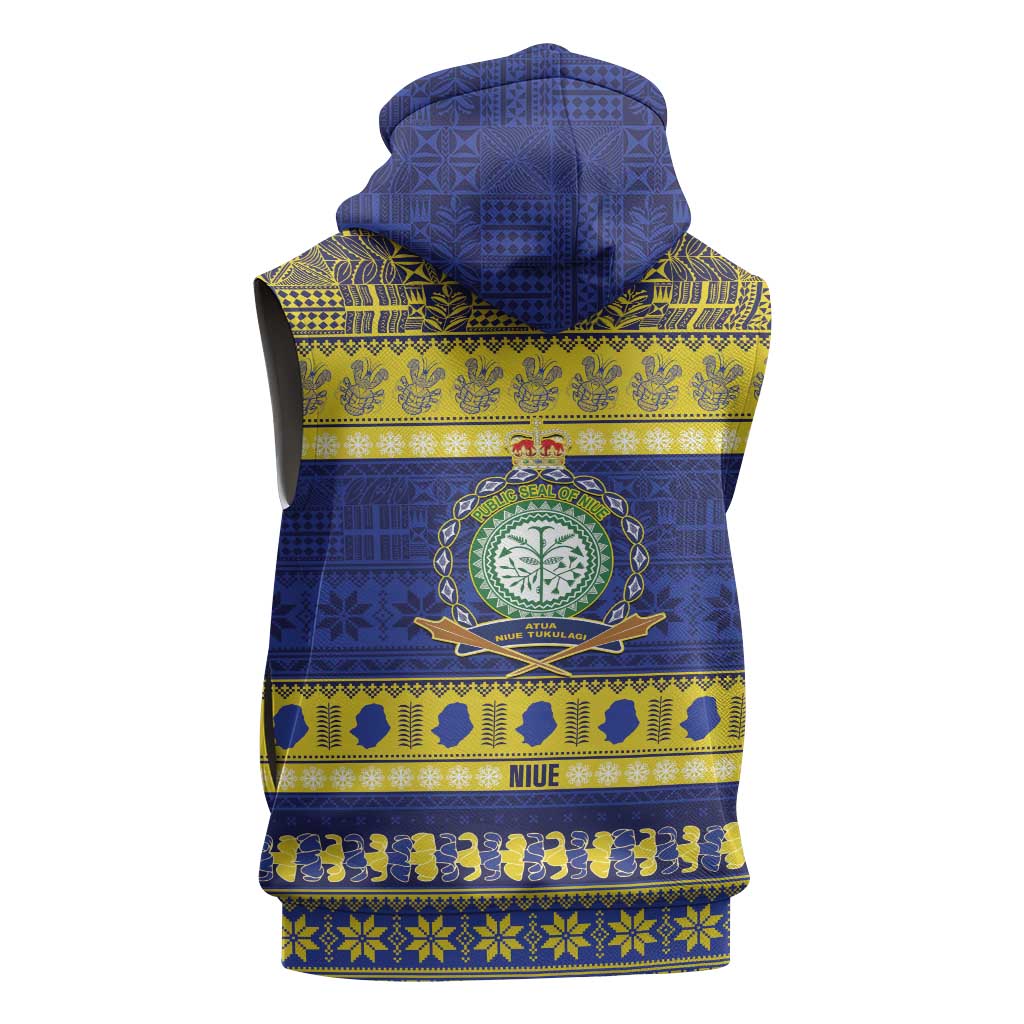 Niue Christmas Sleeveless Hoodie Monuina e Kilisimasi Hiapo Motifs - Polynesian Pride