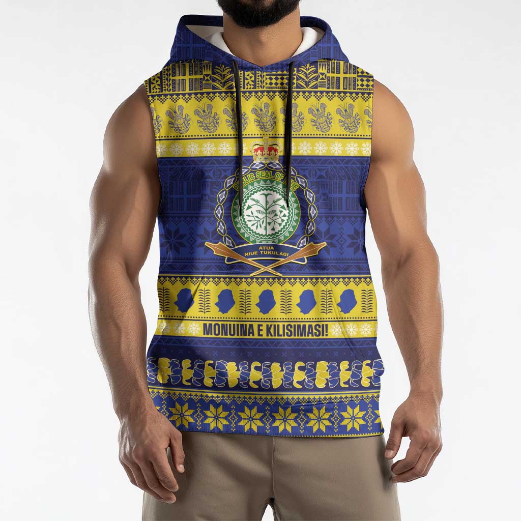 Niue Christmas Sleeveless Hoodie Monuina e Kilisimasi Hiapo Motifs - Polynesian Pride