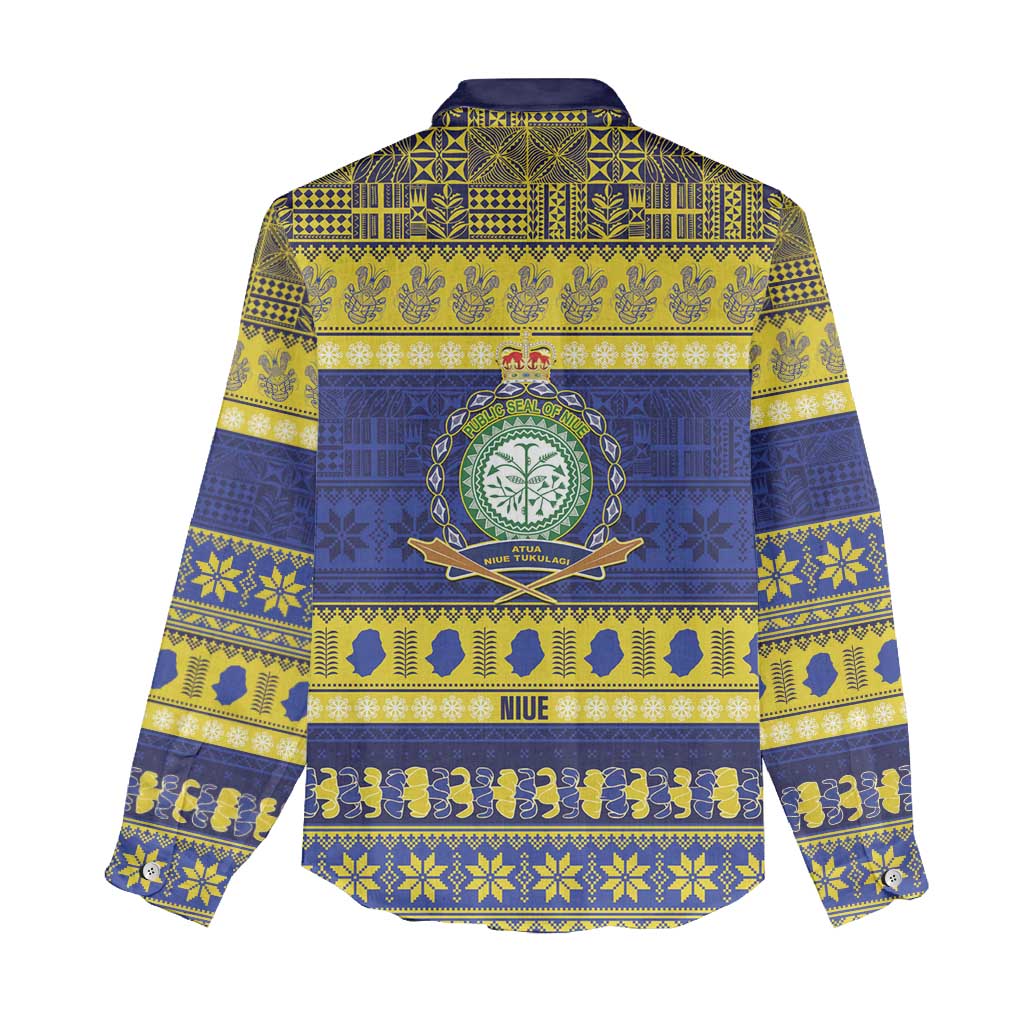 Niue Christmas Women Casual Shirt Monuina e Kilisimasi Hiapo Motifs - Polynesian Pride