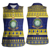 Niue Christmas Women Sleeveless Polo Shirt Monuina e Kilisimasi Hiapo Motifs - Polynesian Pride