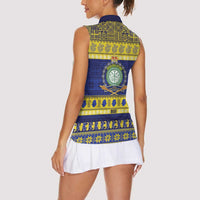 Niue Christmas Women Sleeveless Polo Shirt Monuina e Kilisimasi Hiapo Motifs - Polynesian Pride